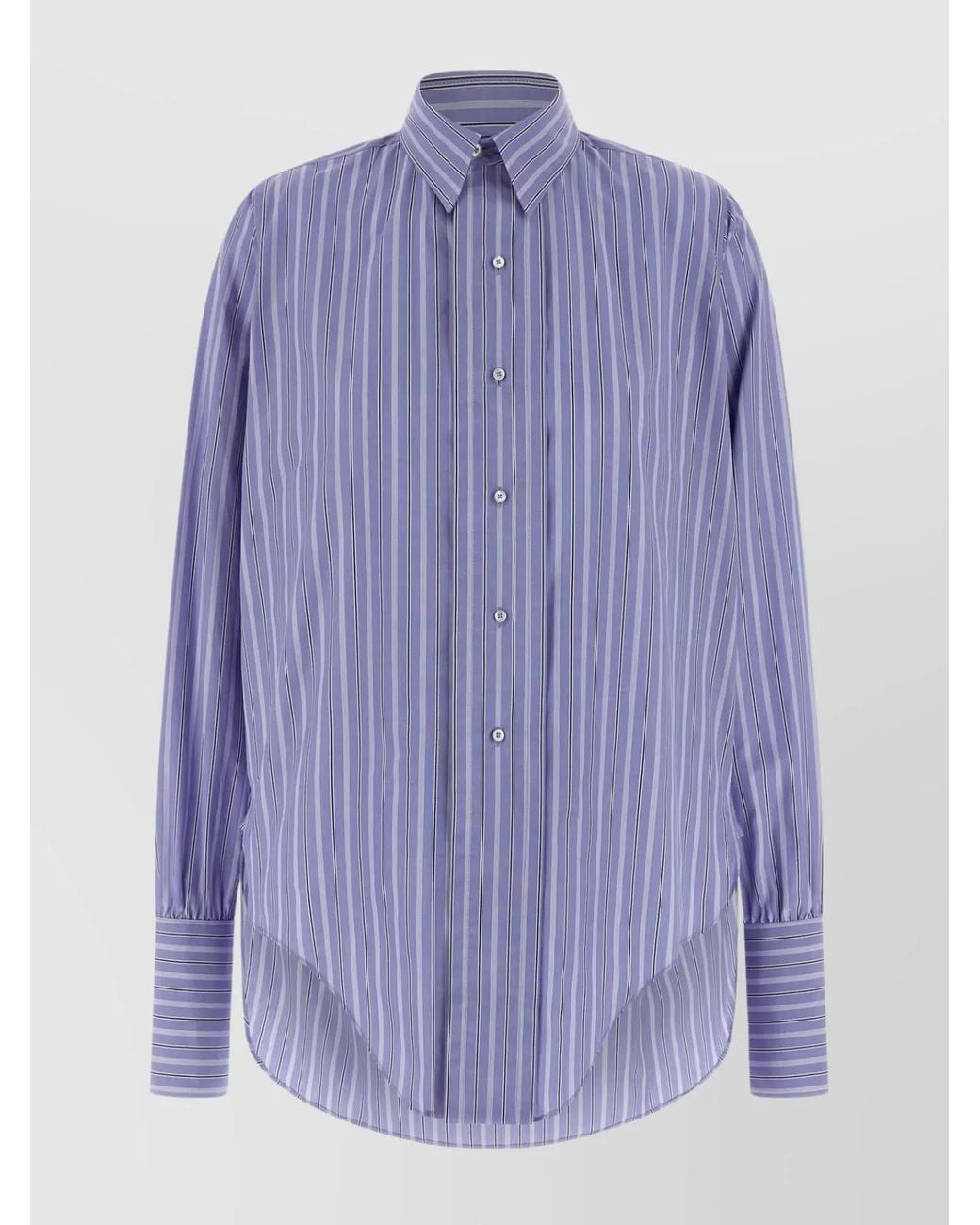 Maison Margiela Purple Striped Cotton Oversized Long-Sleeve Shirt