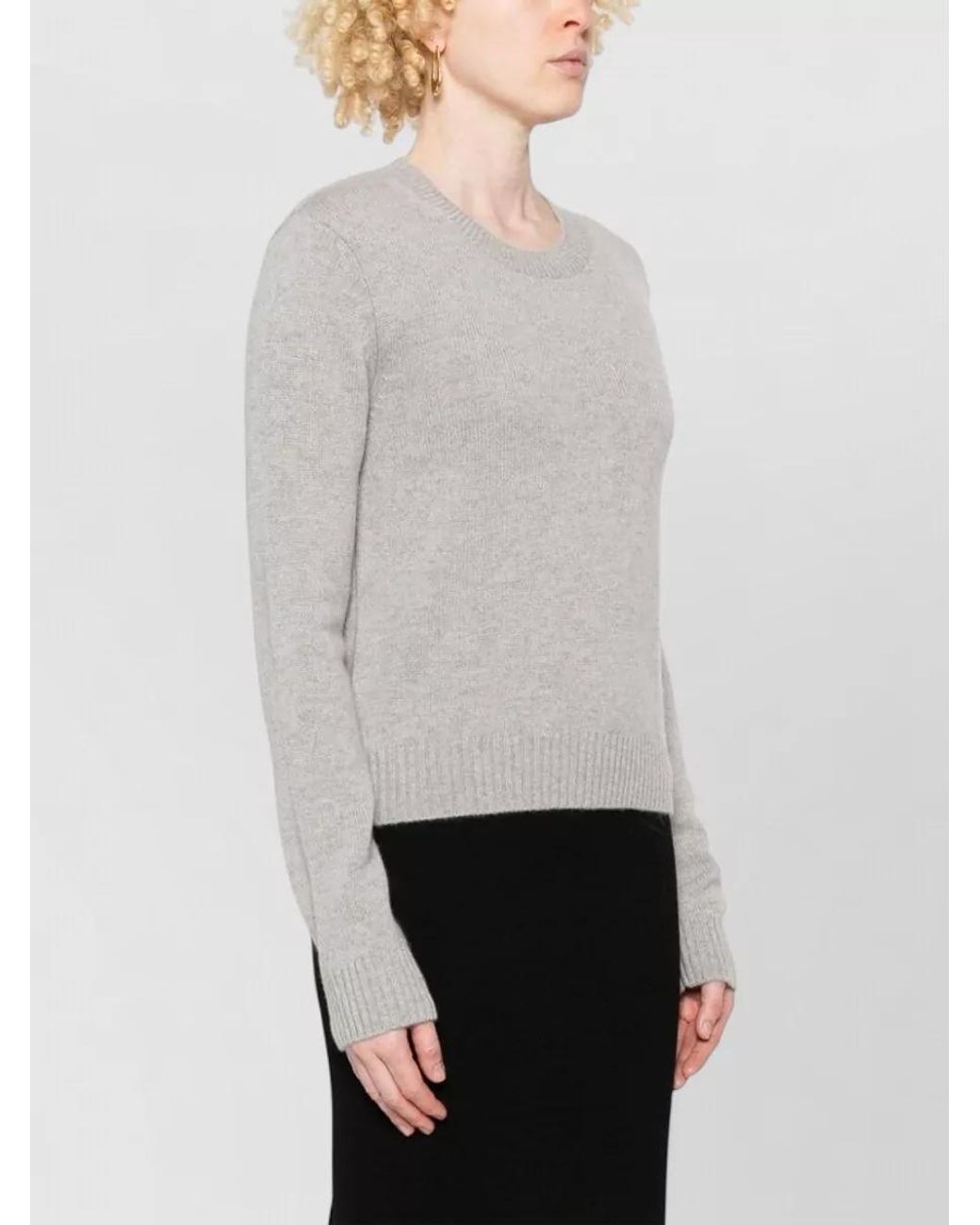 Lisa Yang White Cashmere Mélange Crew-Neck Long-Sleeve Jumper