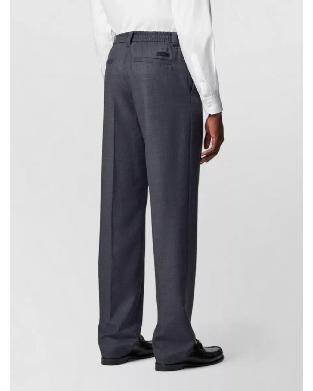 Versace Blue Wool Straight-Leg Trousers for men