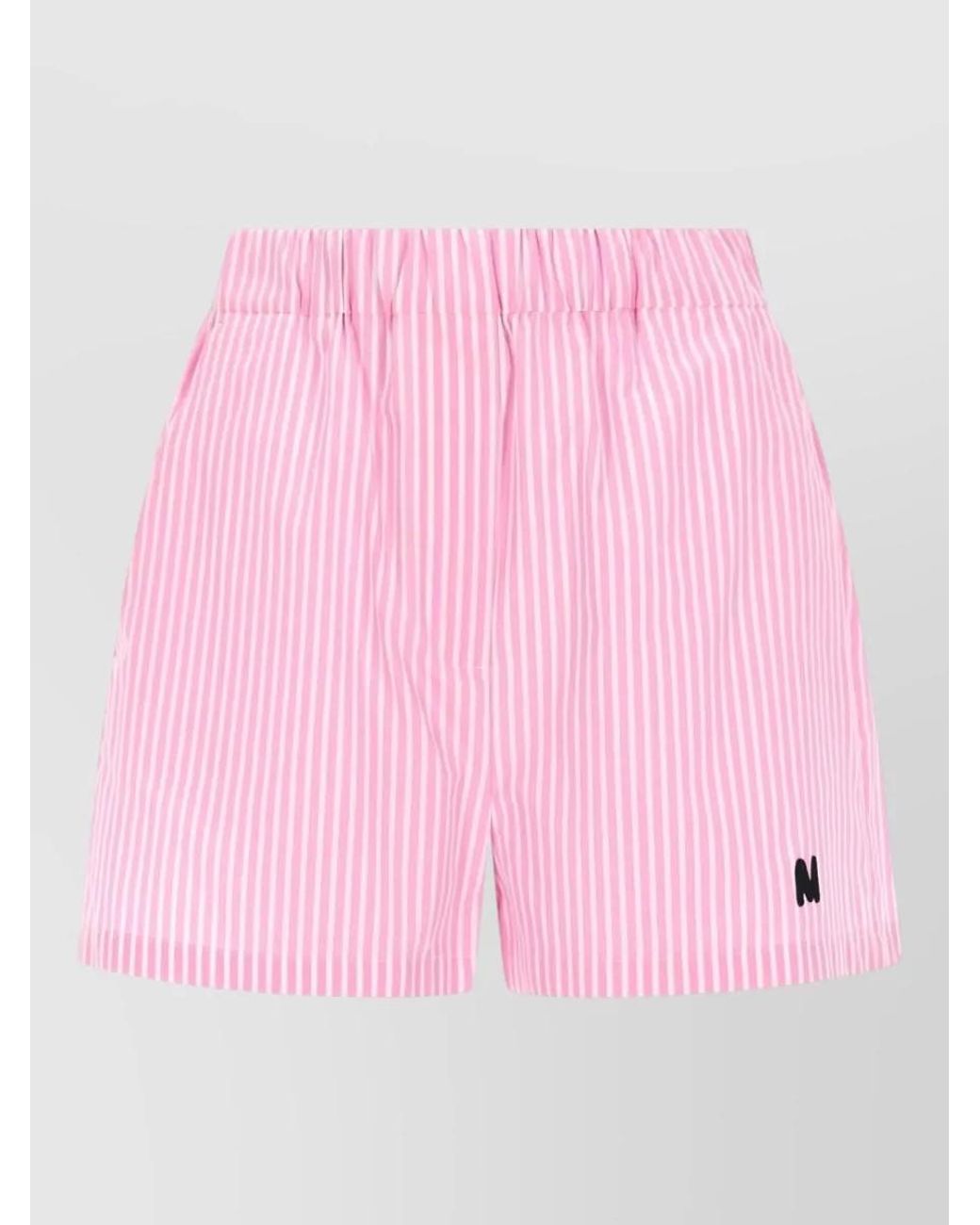 MSGM Pink Cotton Logo-Print Cropped Trousers