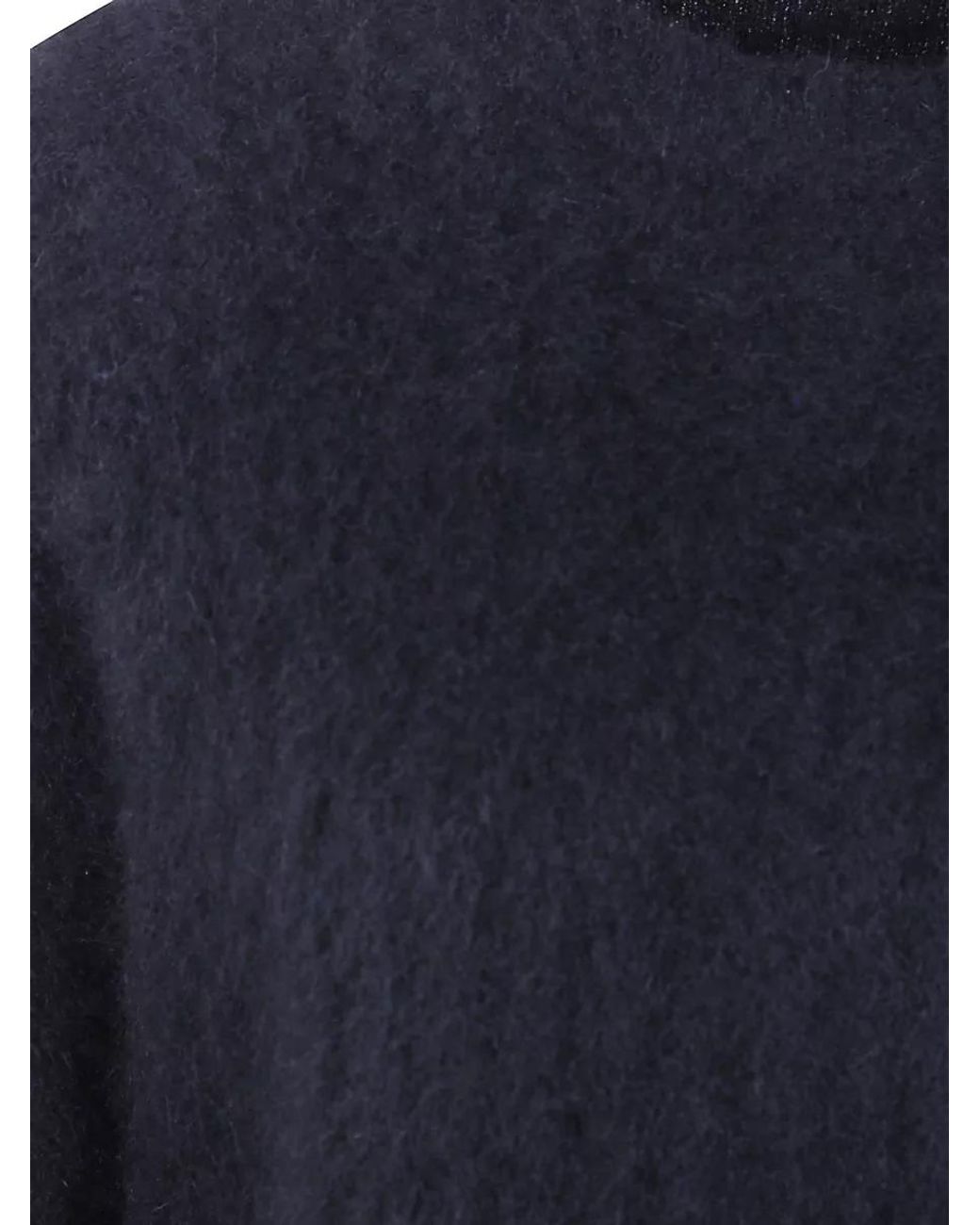 Uma Wang Blue Fluffy Wool Crewneck Sweatshirt