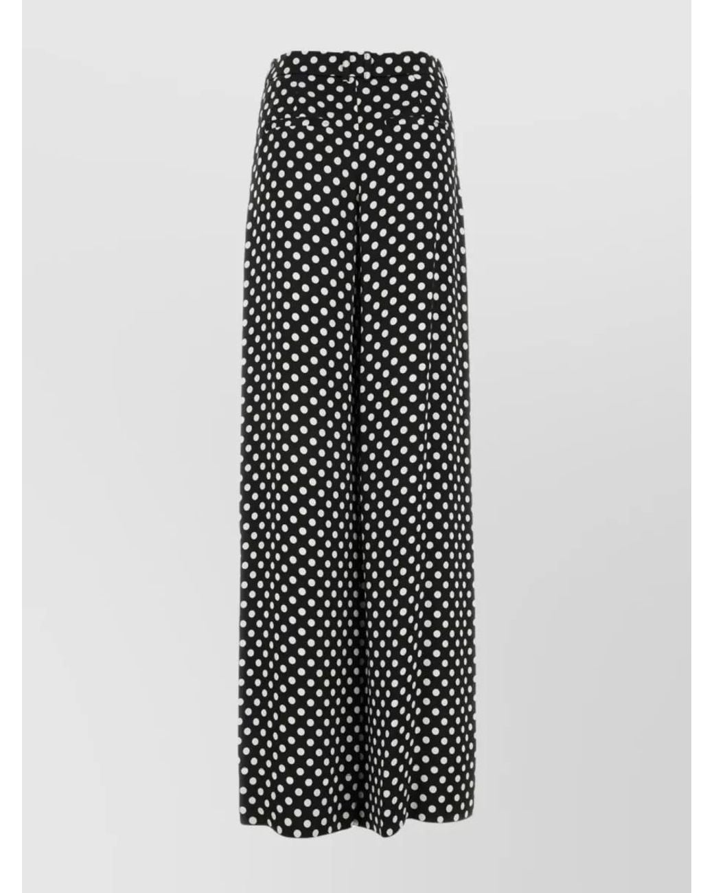 Saint Laurent Black Polka-Dot Wide-Leg Trousers