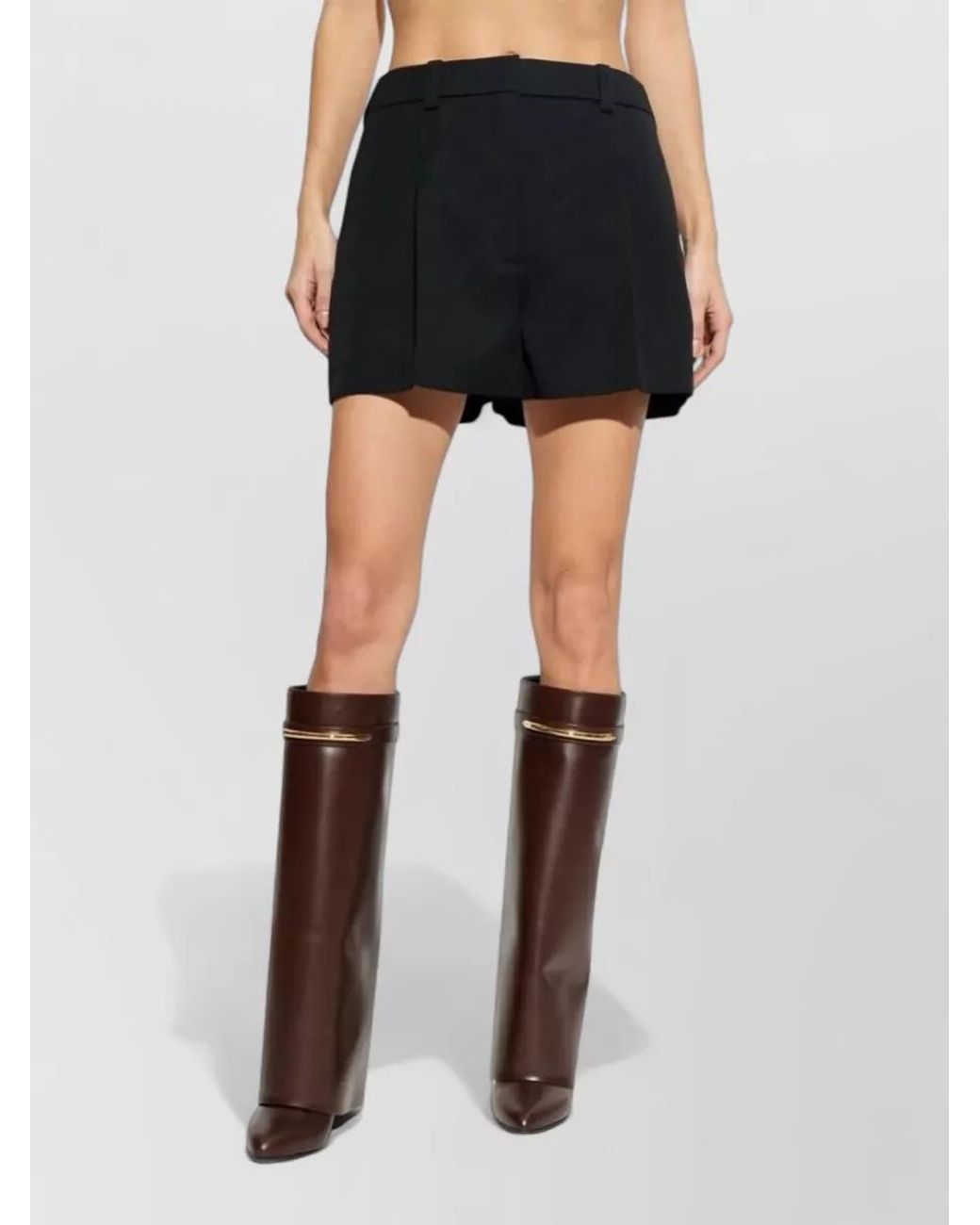 Givenchy Black Wool Pleated Bermuda Shorts