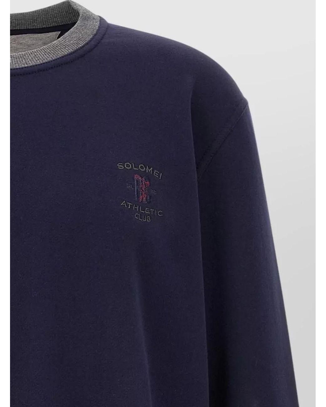 Brunello Cucinelli Blue Cotton Logo-Embroidered Long-Sleeve Sweatshirt for men