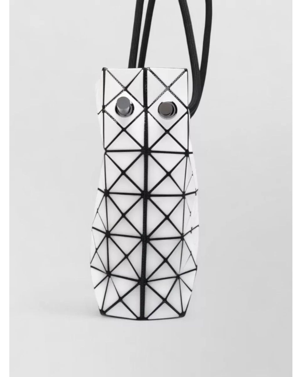 Issey Miyake White Bucket Shoulder Bag Geometric Pattern Handles