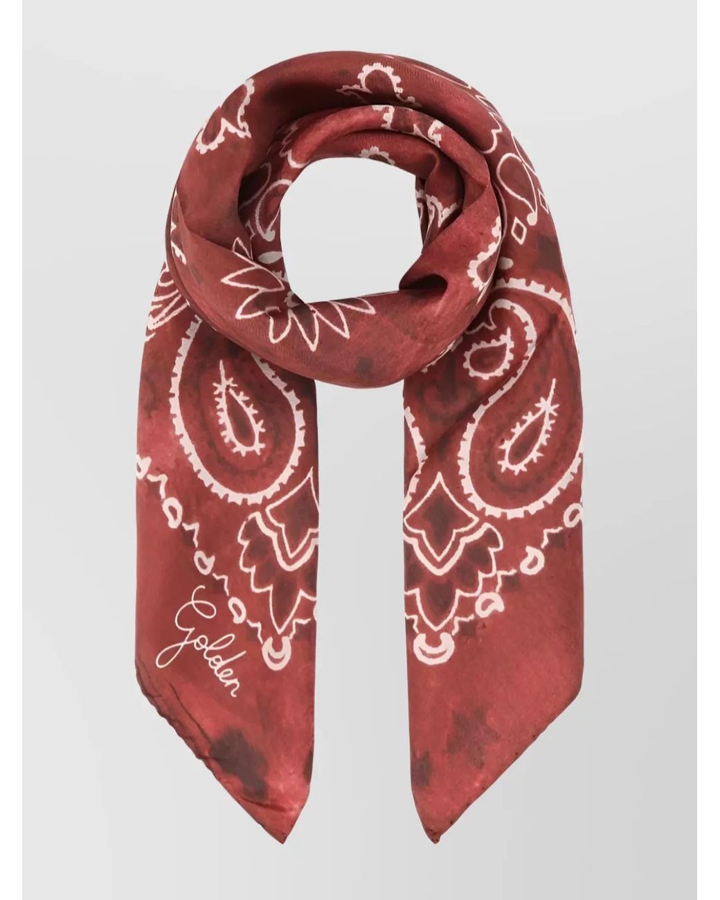 Golden Goose Deluxe Brand Red Silk Paisley Scarf