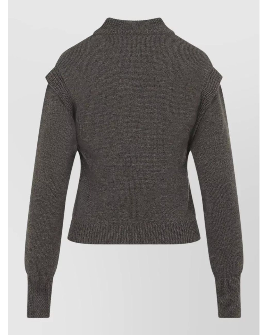 Alberta Ferretti Gray Virgin Wool Fine-Knit Long-Sleeve Cutout Sweater