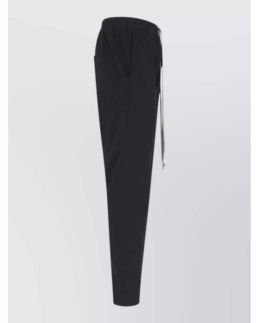 Rick Owens Black Cotton Straight Leg Drawstring Loose Trousers for men