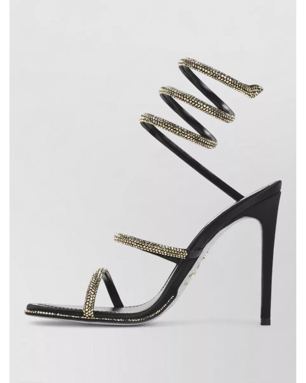 Rene Caovilla Gray Crystal-Embellished Satin High-Heel Sandals