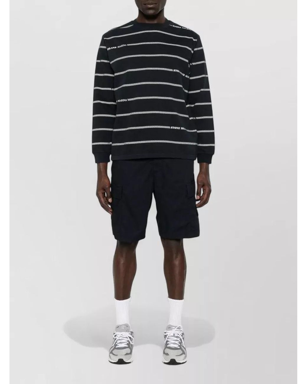 Stone Island Blue Regular-Fit Cotton Cargo Bermuda Shorts for men