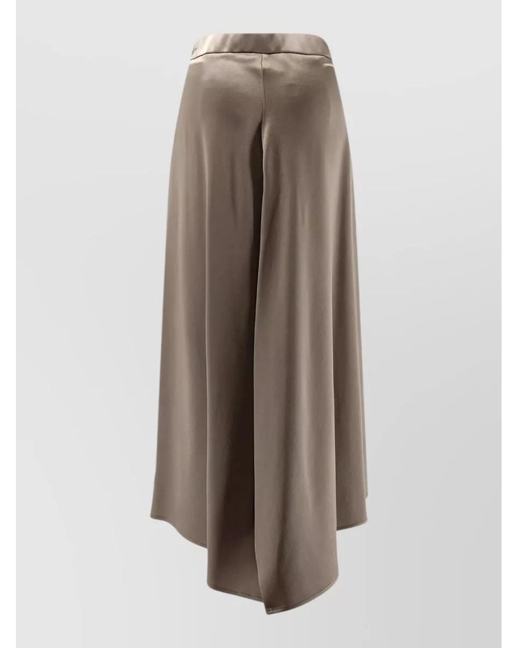 Alysi Brown Satin Asymmetric Flared Skirt
