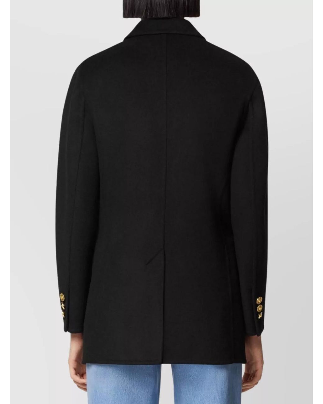 Versace Black Cashmere Double-Breasted Coat