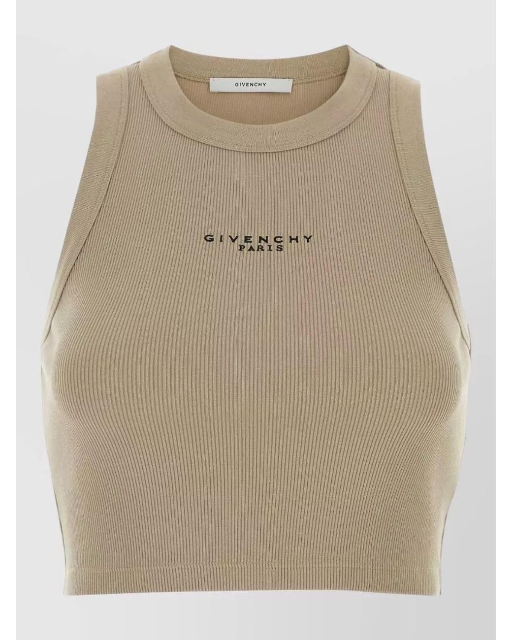 Givenchy Natural Ribbed Cotton Cropped Sleeveless Top
