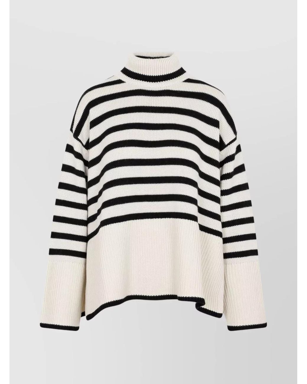 Totême White Striped Turtleneck Jumper