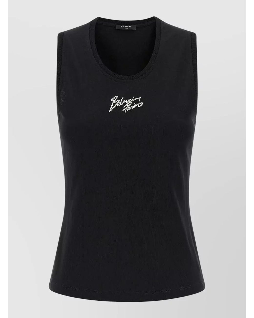 Balmain Black Cotton Relaxed-Fit Logo-Print Tank Top