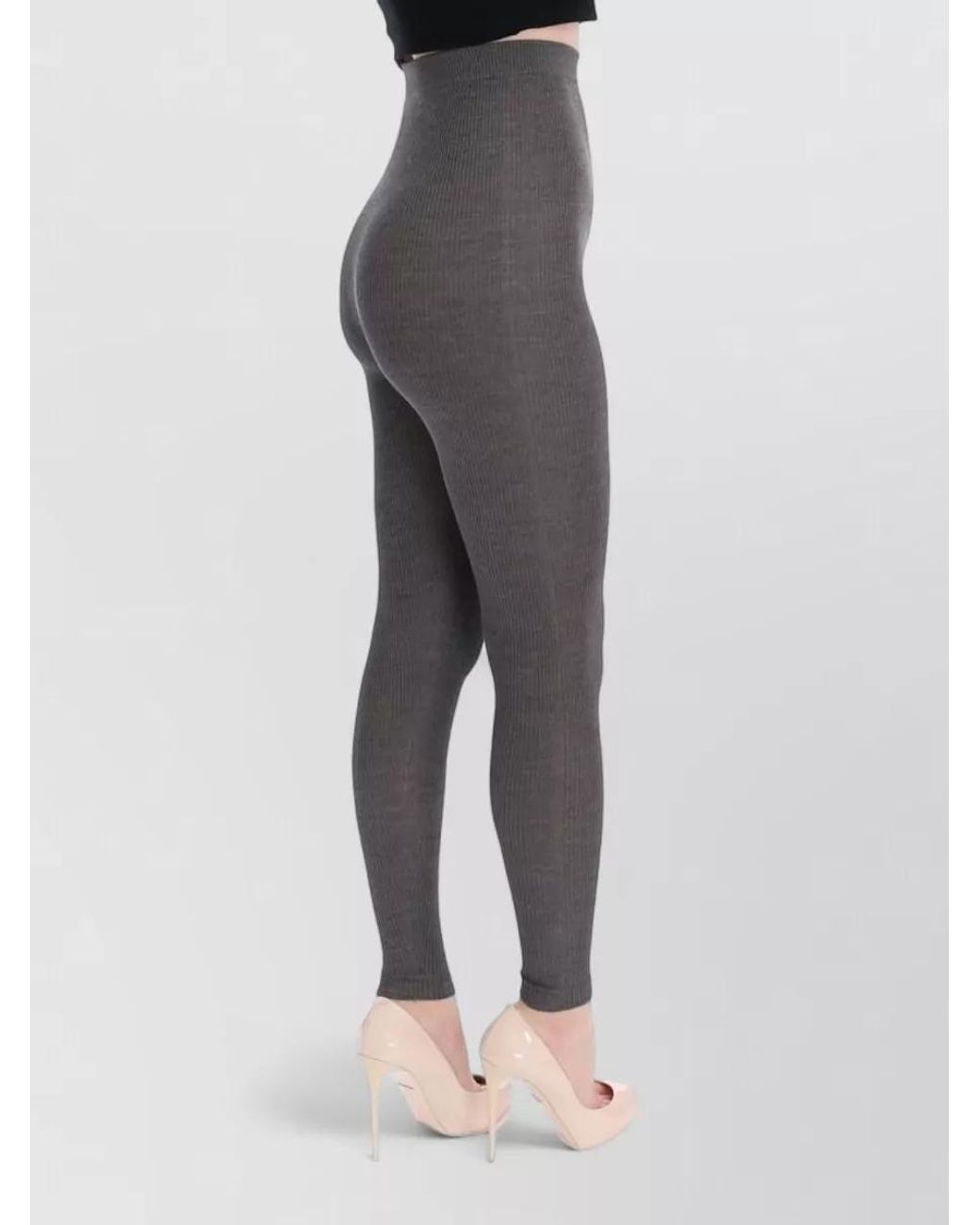 Dolce & Gabbana Gray Cashmere Ribbed Leggings