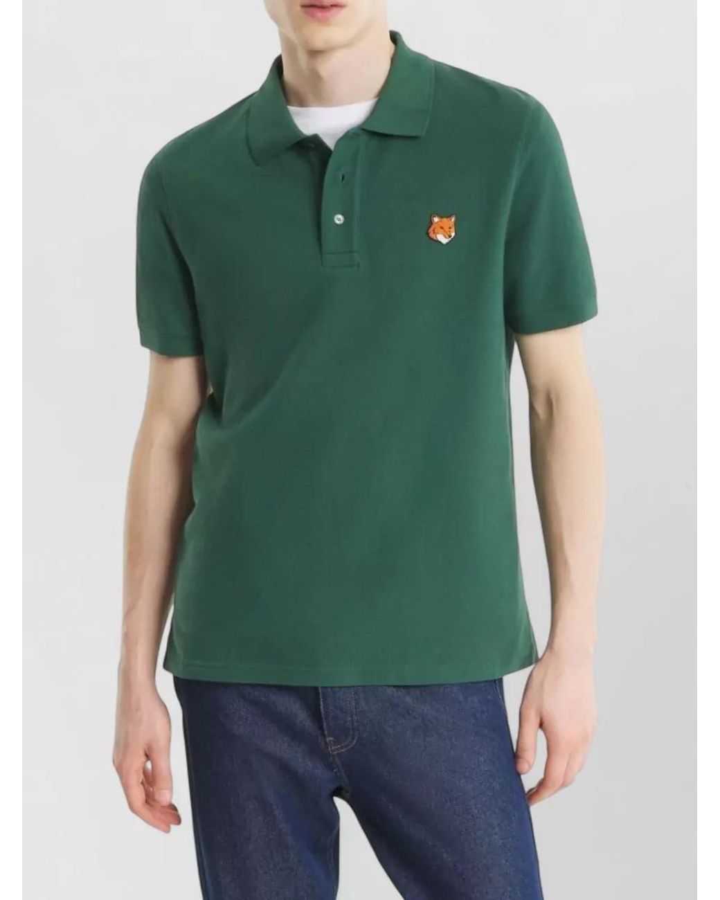 Maison Kitsuné Green Organic Cotton Regular-Fit Short-Sleeve Polo Shirt for men