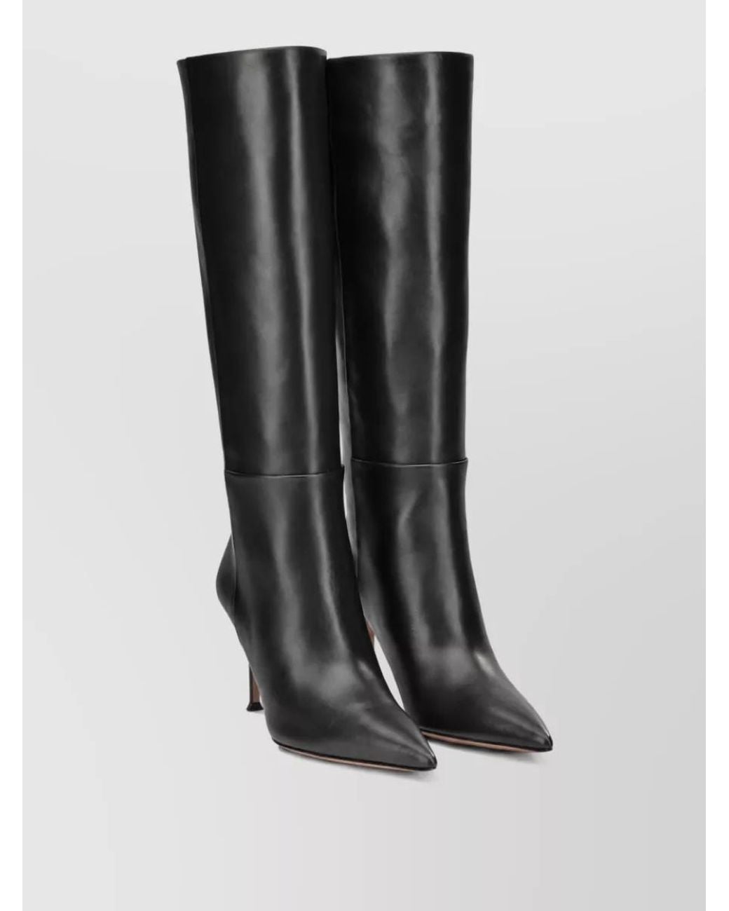 Aquazzura Black Leather Harper 85Mm Knee-High Boots