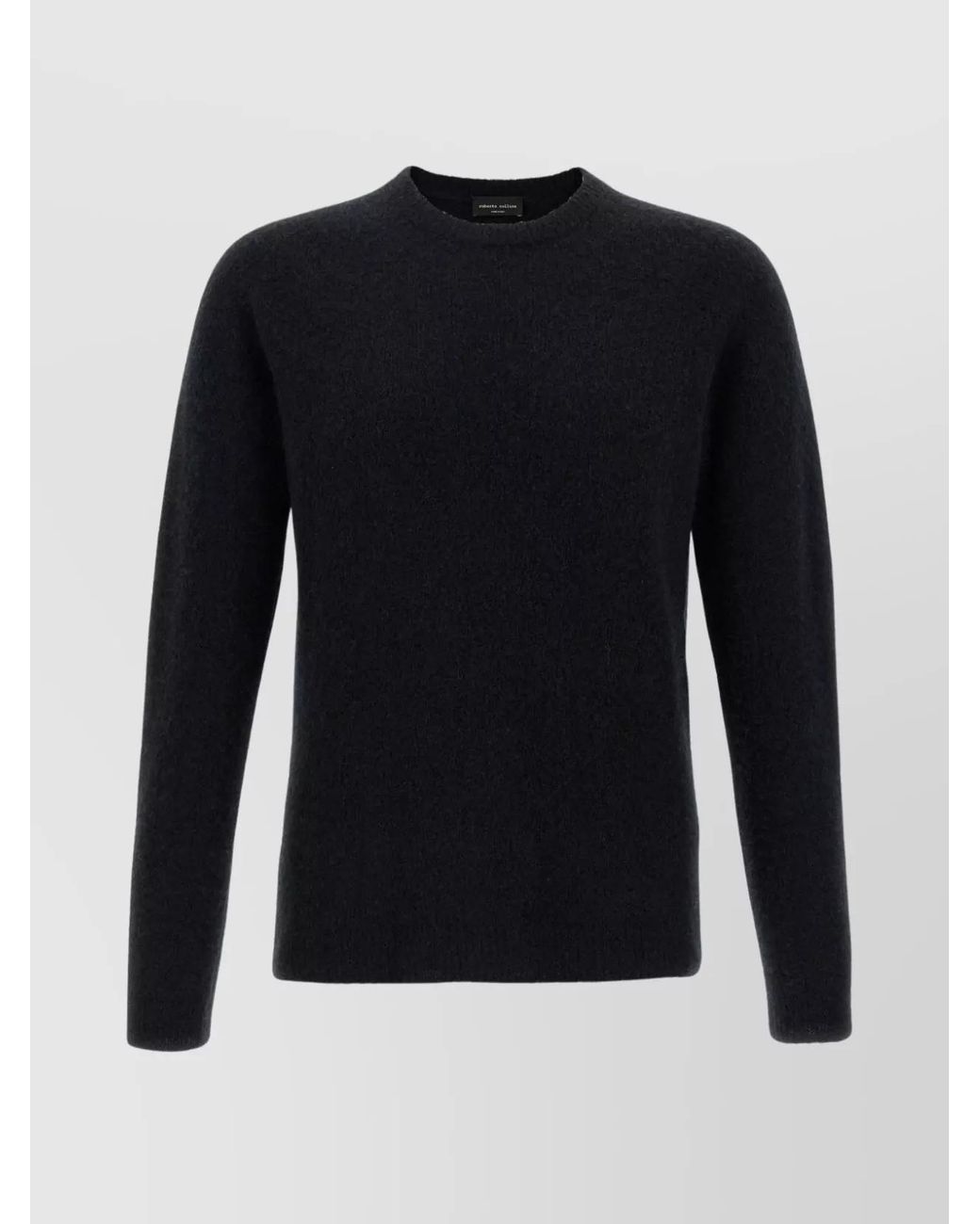 Roberto Collina Blue Cashmere Silk Ribbed Crewneck Sweater for men