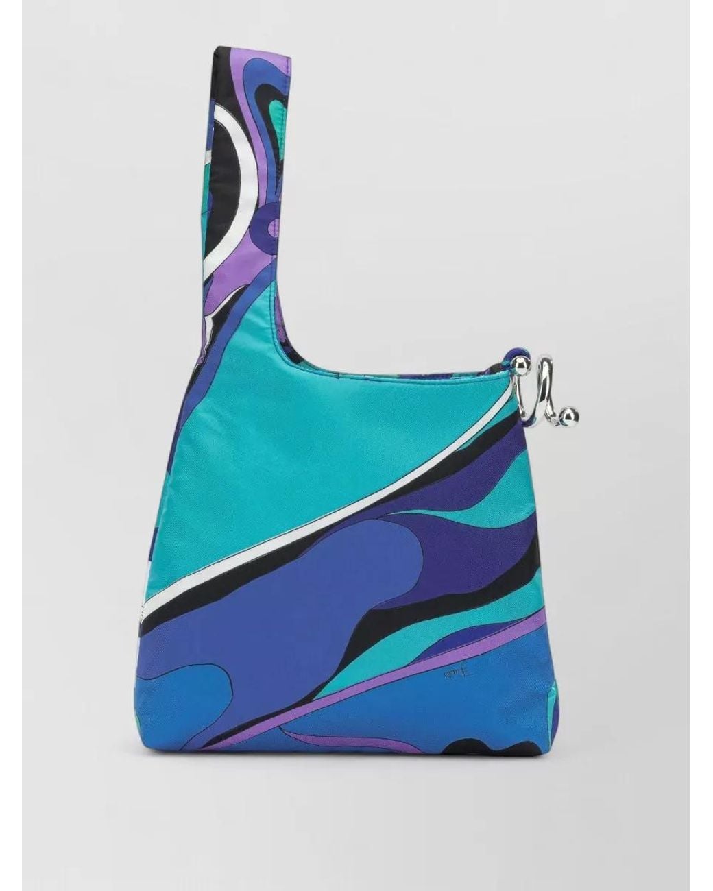 Emilio Pucci Blue Silk Printed Shoulder Bag
