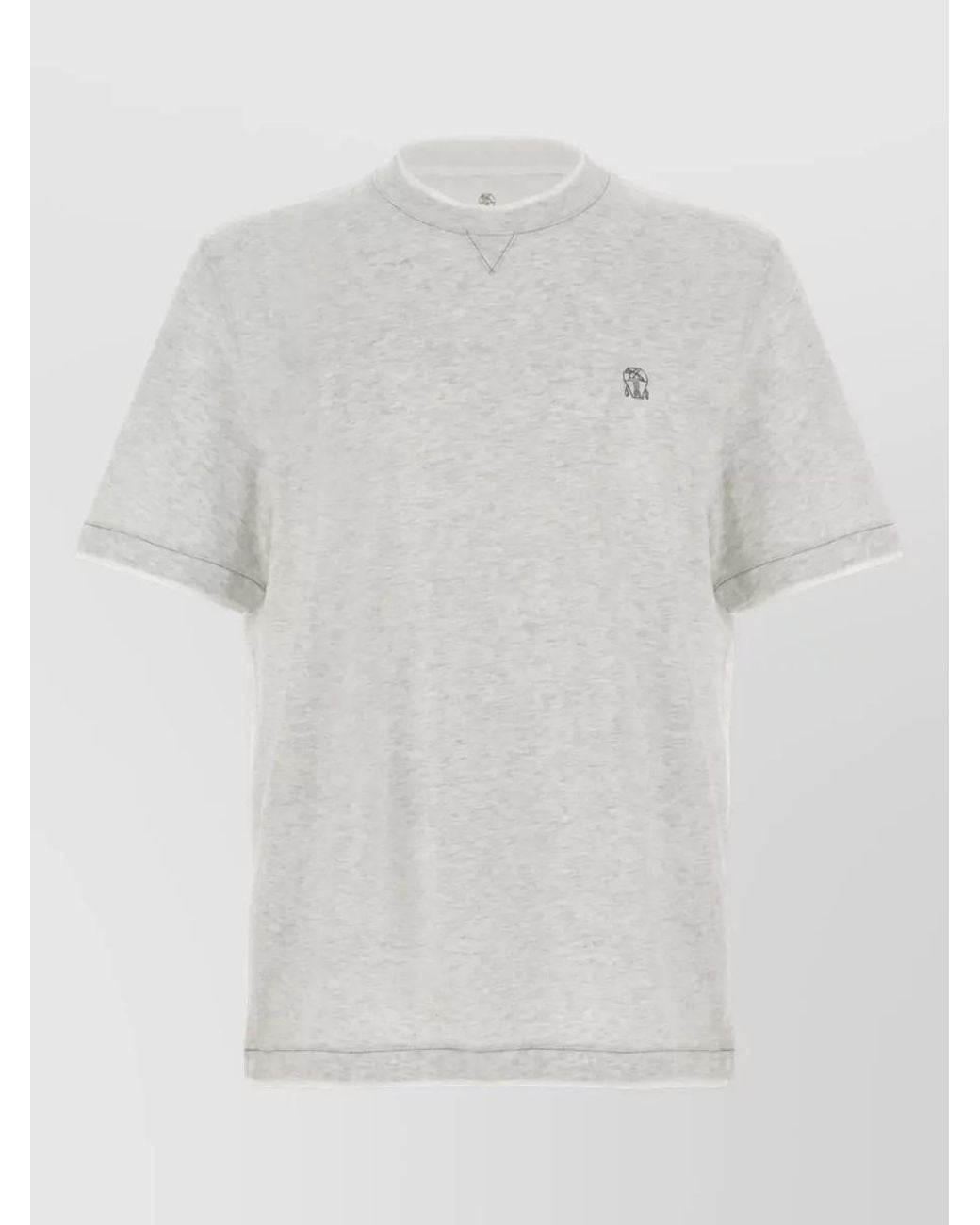 Brunello Cucinelli White Cotton Logo-Print T-Shirt for men
