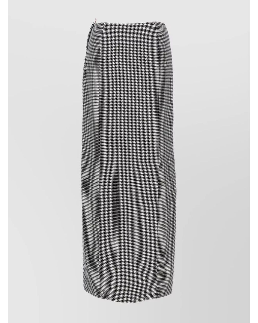 Thom Browne Gray Wool Houndstooth Midi Skirt