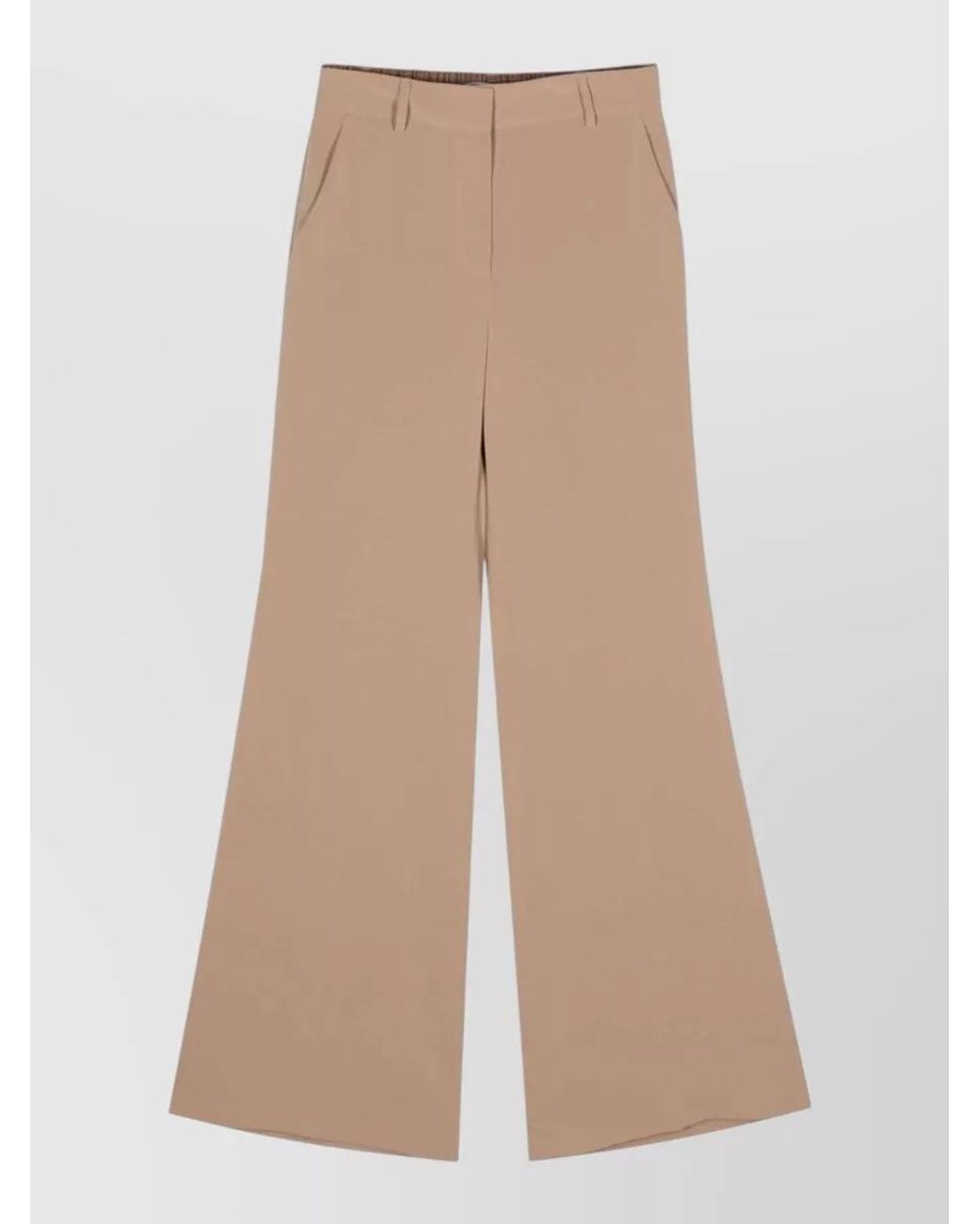 Alberto Biani Natural Crepe Wide-Leg Trousers
