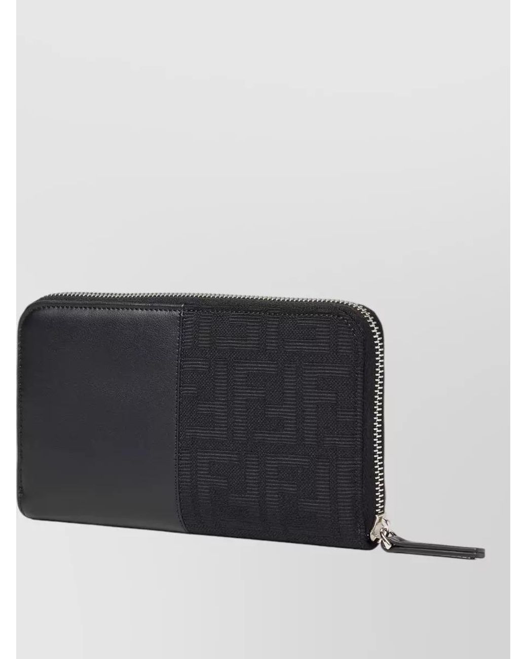 Fendi Black Leather Zip Around Wallet for men