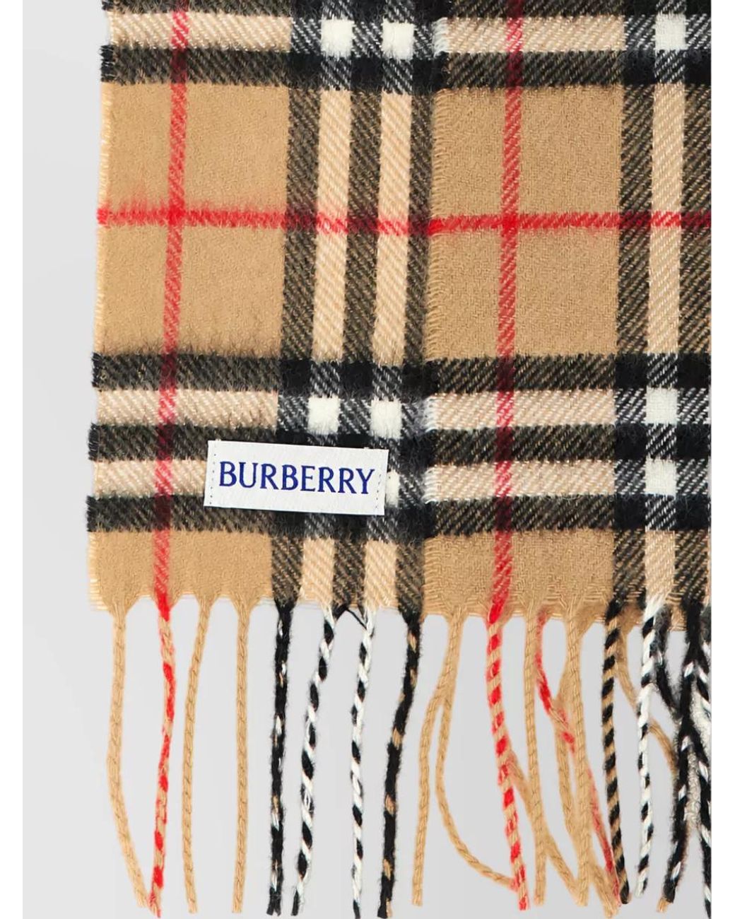 Burberry White Checked Cashmere Scarf