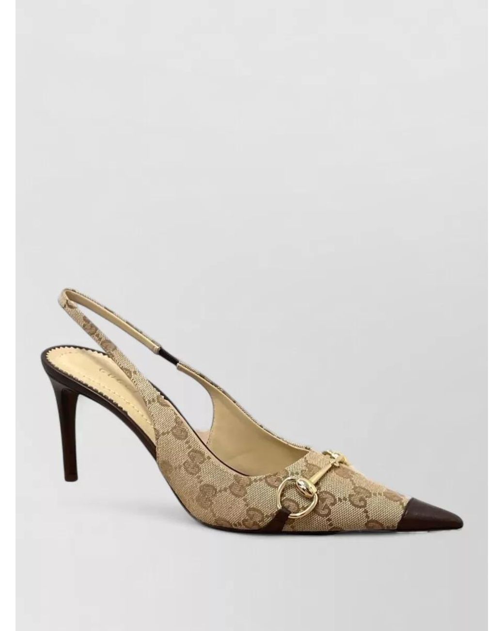 Gucci Metallic Logo-Print Slingback Pumps