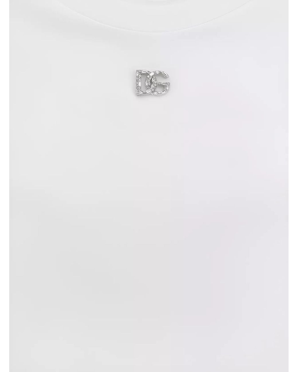 Dolce & Gabbana White Cotton Crystal Logo Short-Sleeve T-Shirt