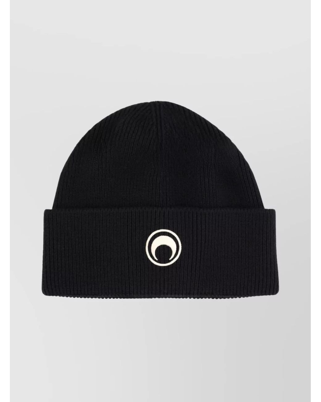 MARINE SERRE Black Merino Wool Ribbed Beanie