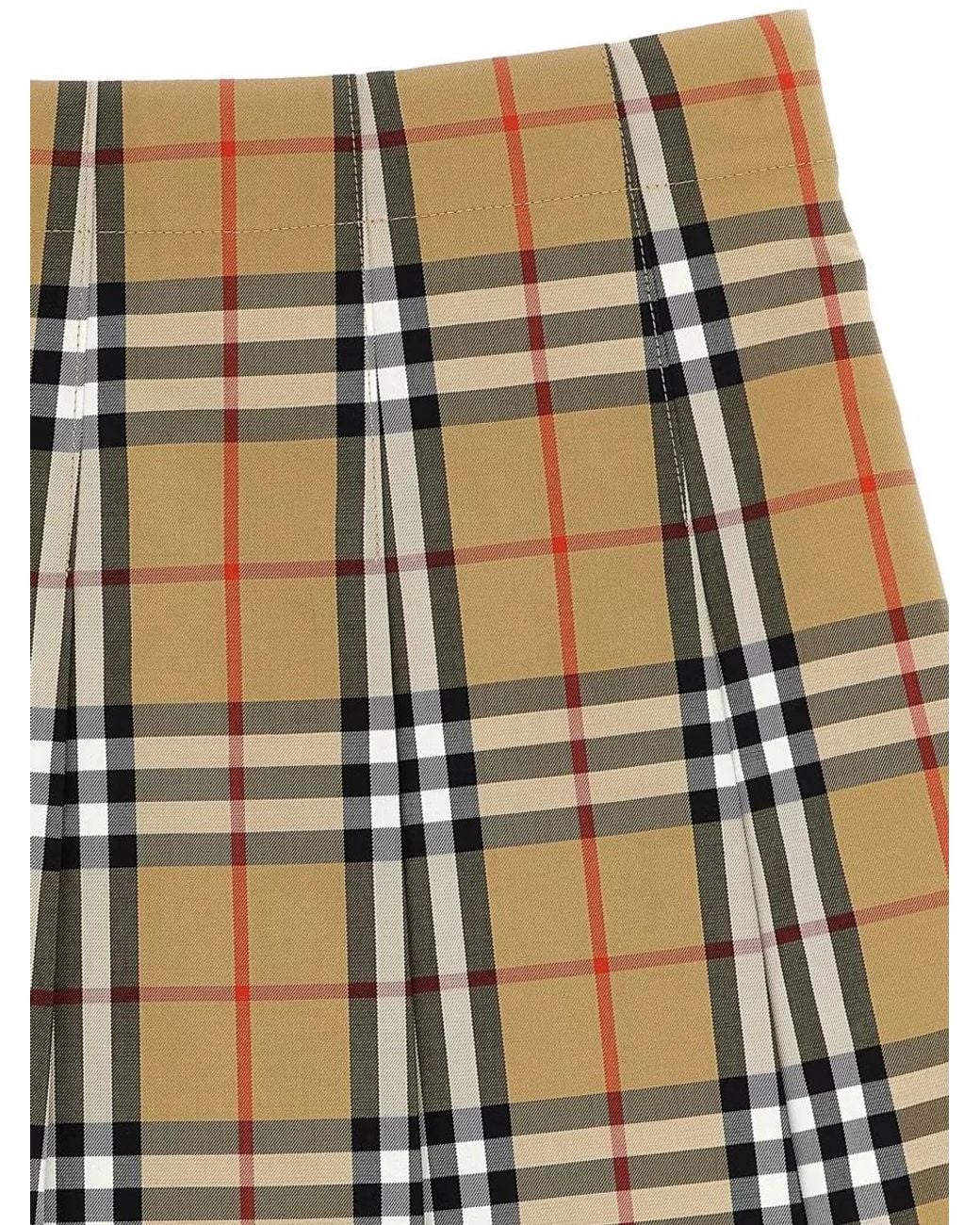 Burberry Metallic Checked Pleated Mini Skirt