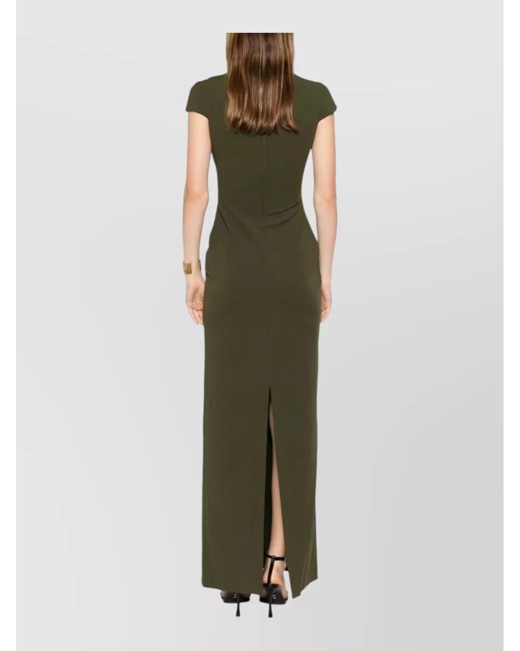 Solace London Green High Neck Cap Sleeve Maxi Dress