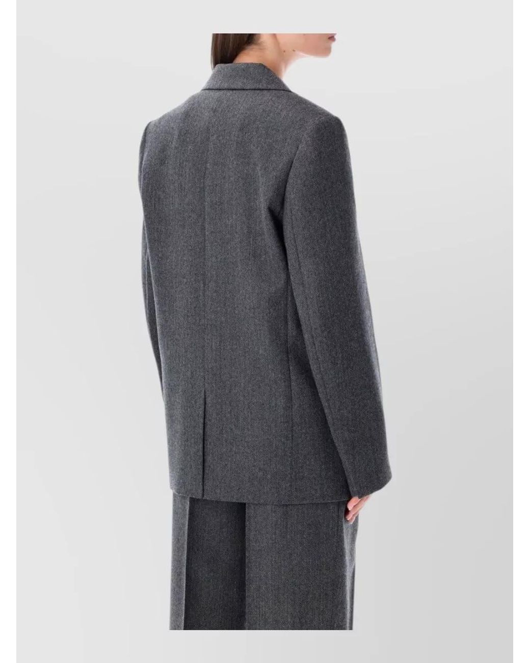 Totême  Gray Wool Oversized Herringbone Blazer