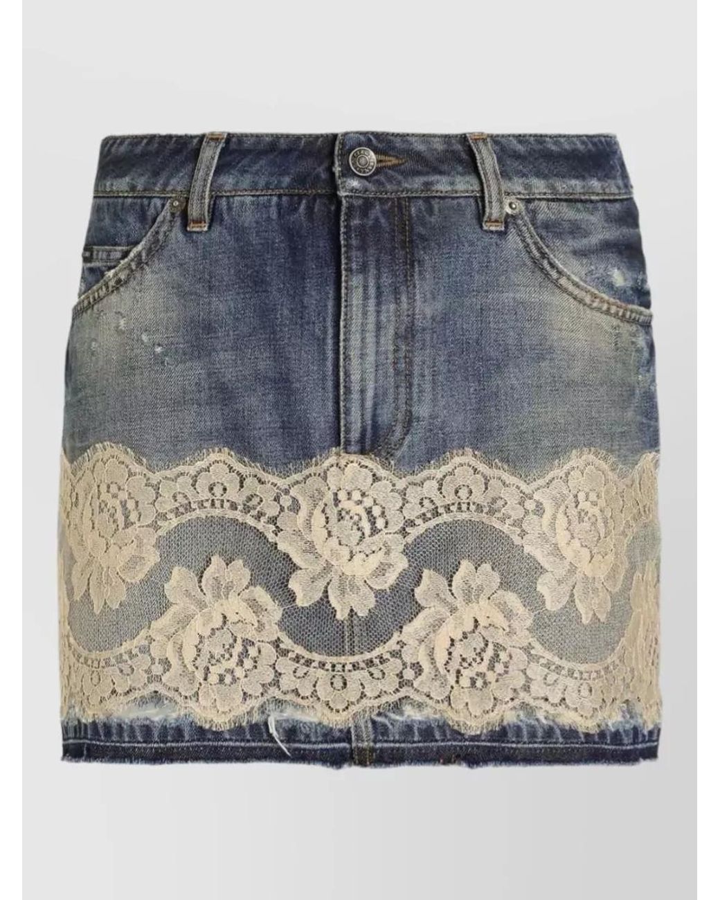 Dolce & Gabbana Blue Lace Insert Mini Skirt