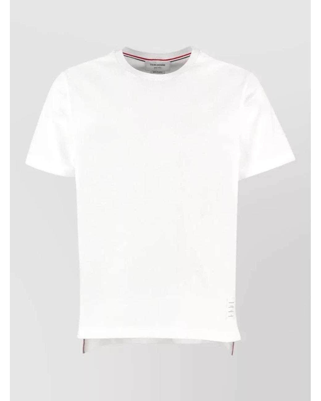 Thom Browne White Ribbed Crew-Neck Cotton T-Shirt for men