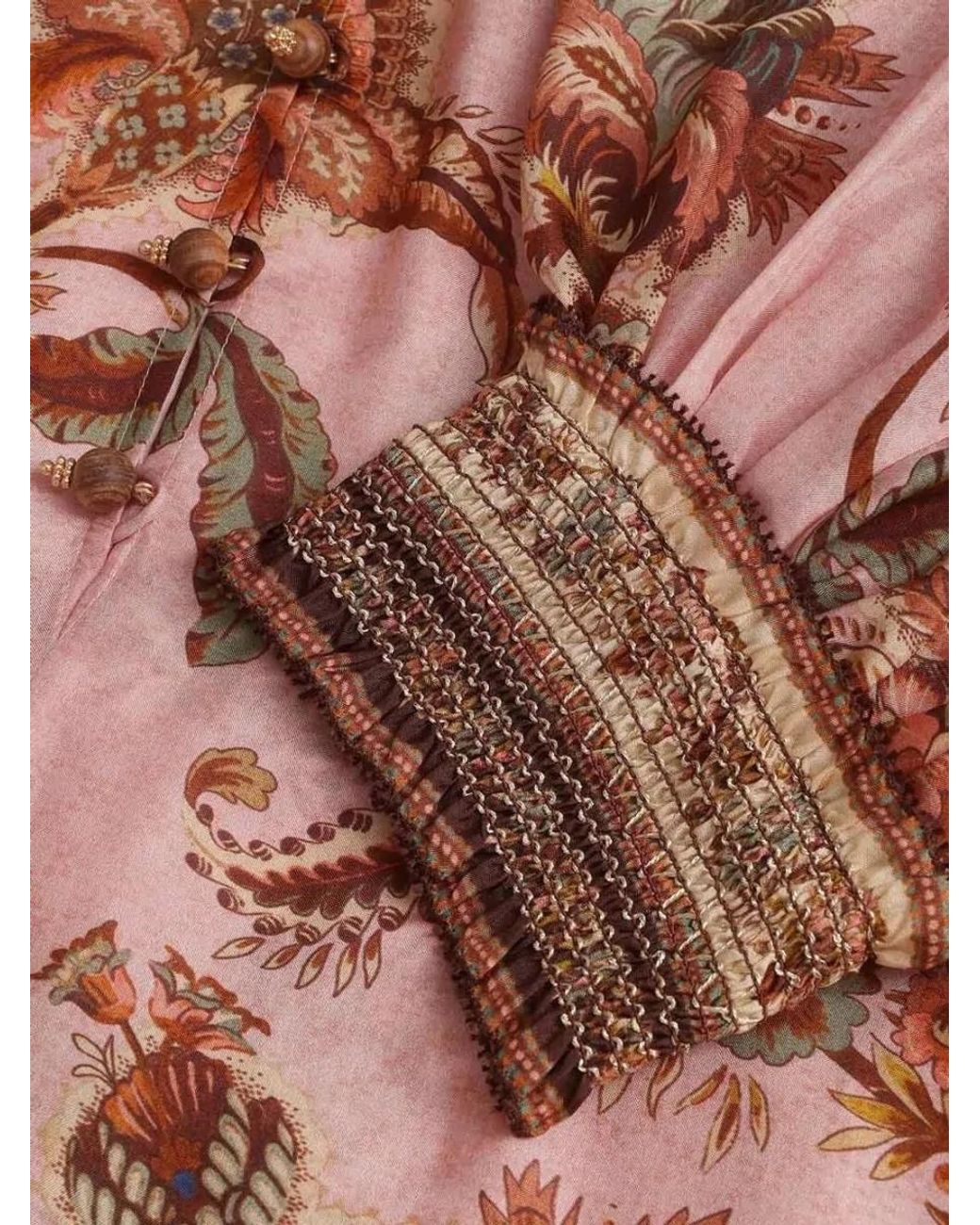 Zimmermann Brown Silk Aster Billow Midi Dress
