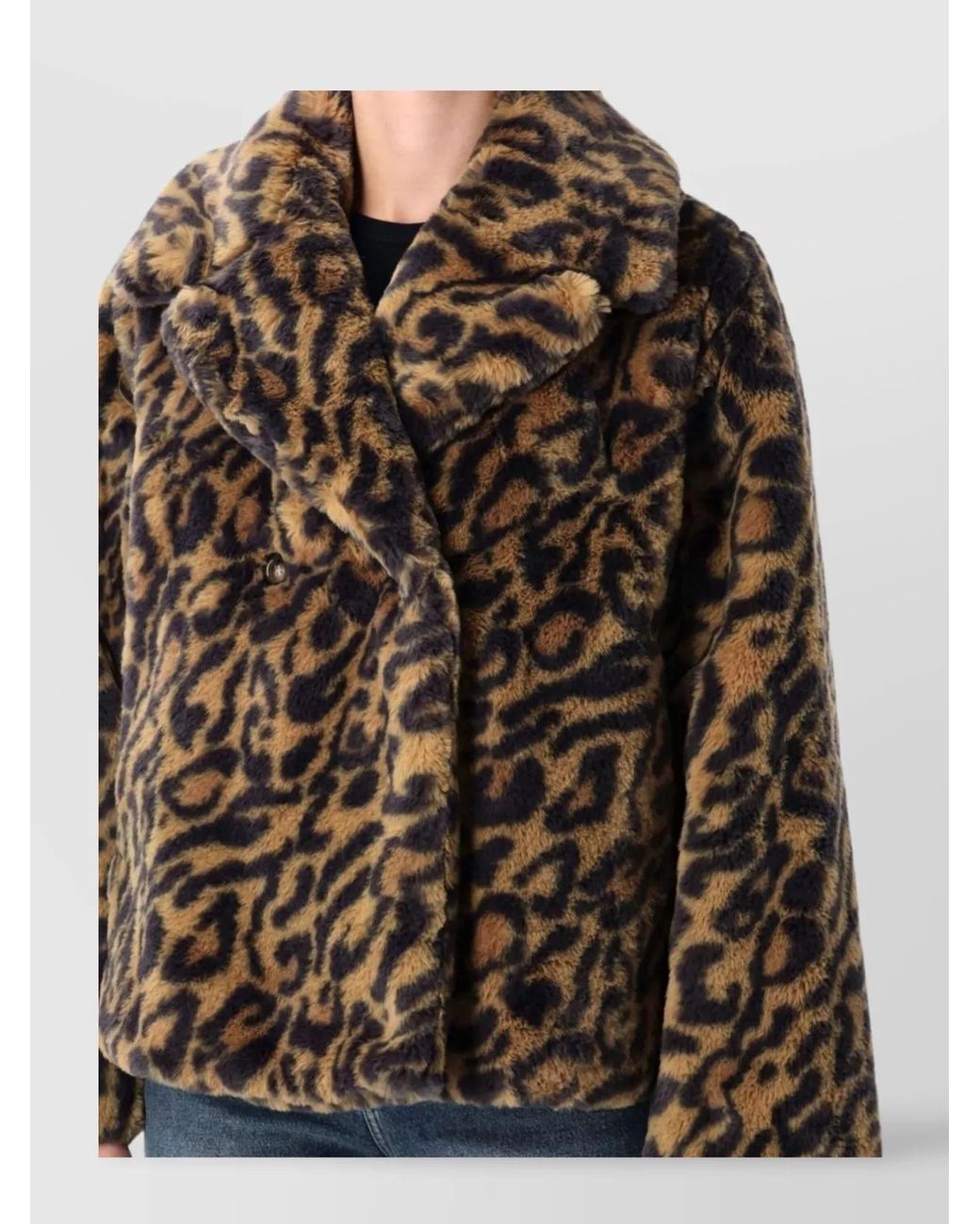 A.P.C. Black Leopard Print Faux Fur Boxy Coat