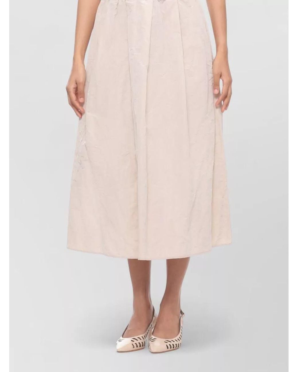 Antonelli Natural Midi Pleated Skirt
