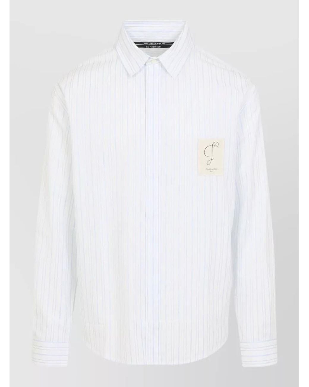 Jacquemus White Striped Relaxed-Fit Cotton Shirt for men