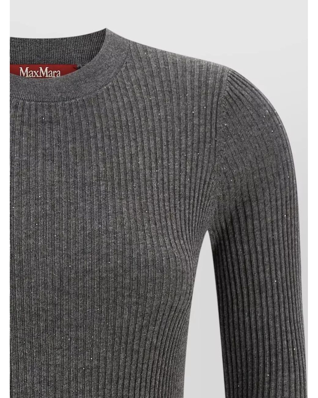Max Mara Gray Silk Wool Ribbed Sweater