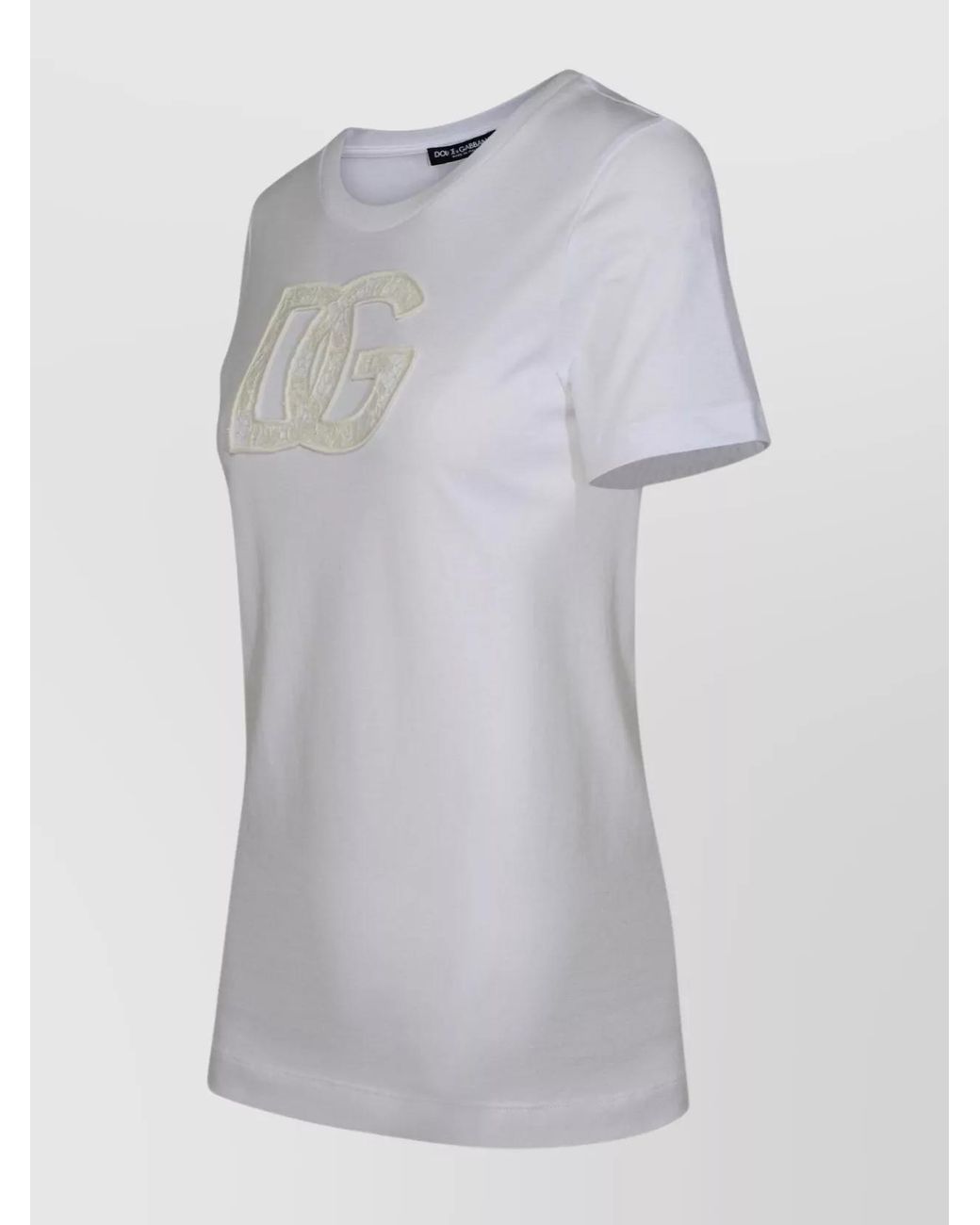 Dolce & Gabbana Blue Cotton Logo-Patch Short-Sleeve T-Shirt