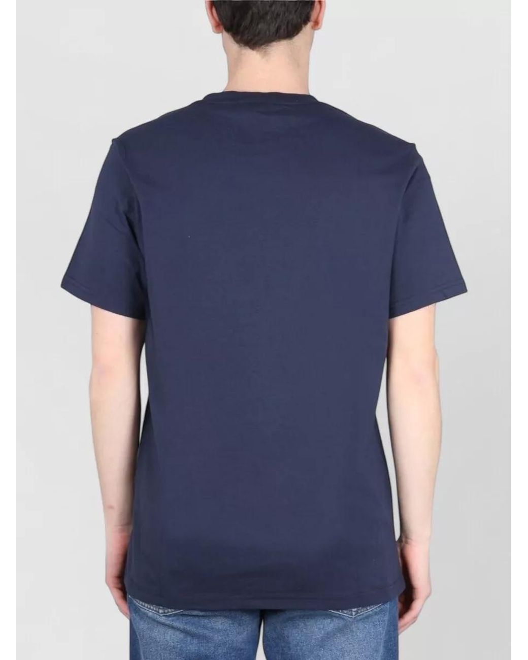 Boss Blue Cotton Regular-Fit Logo-Print T-Shirt for men