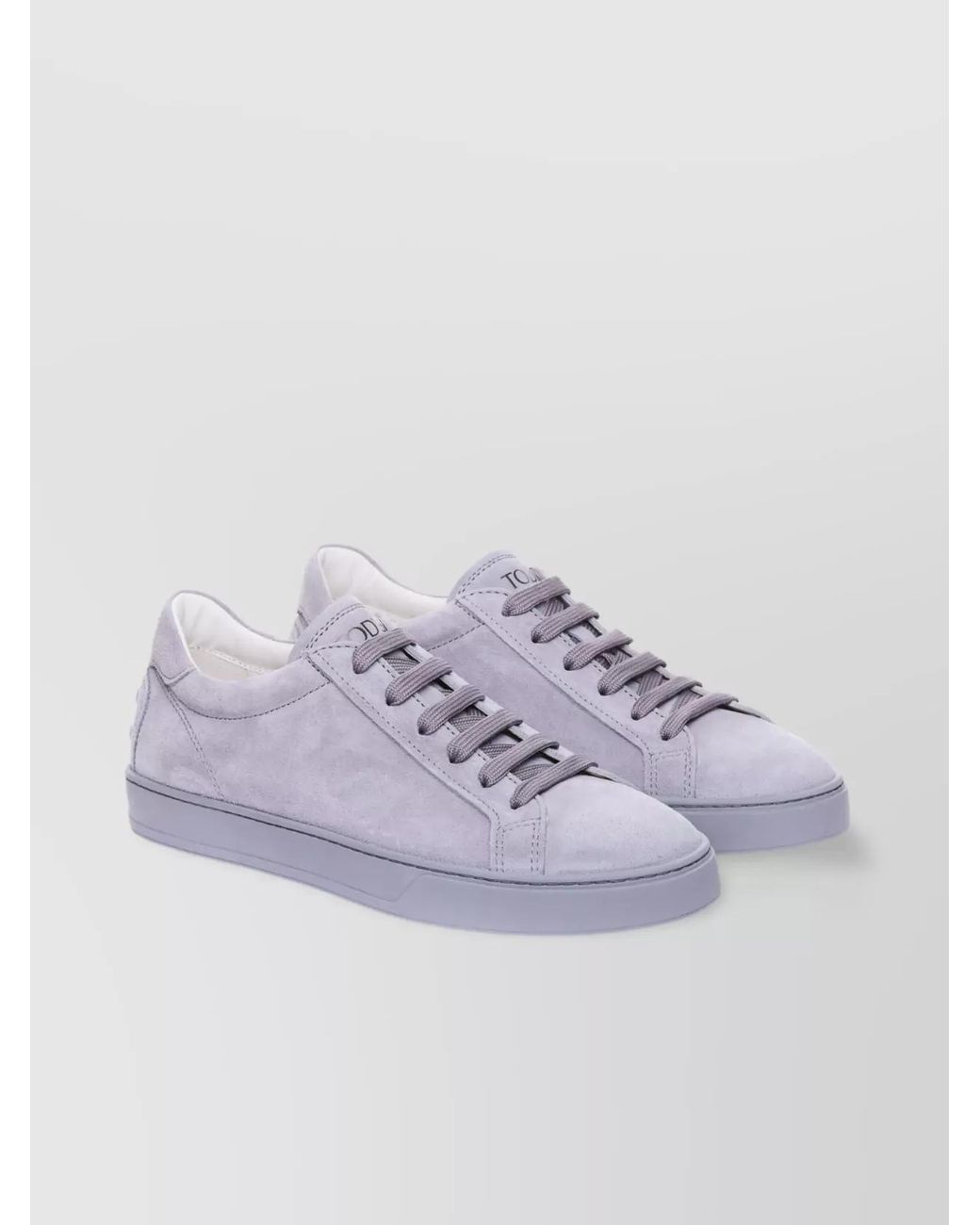 Tod's White Low-Top Suede Calfskin Sneakers With Heel Gommini for men
