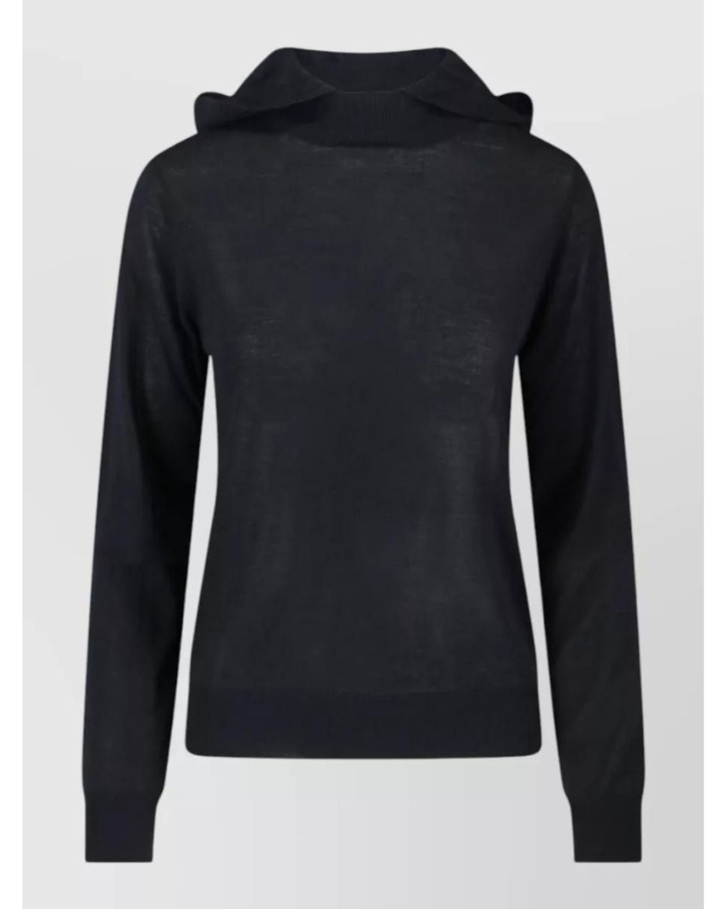 P.A.R.O.S.H. Blue Cashmere Silk Wool Crewneck Hoodie