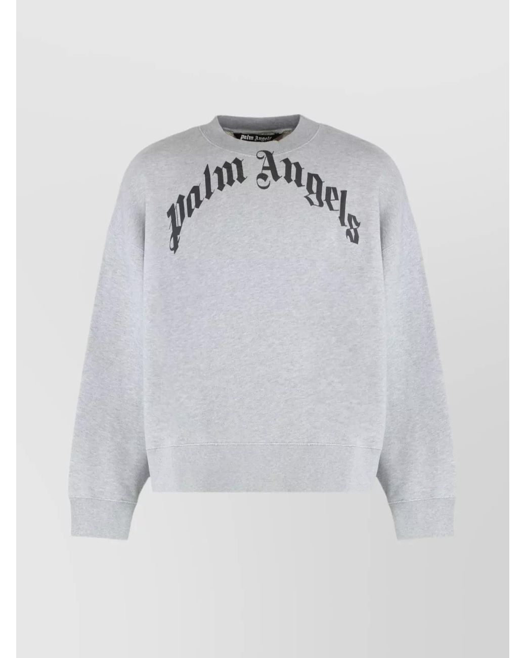 Palm Angels Gray Cotton Logo-Print Sweatshirt for men