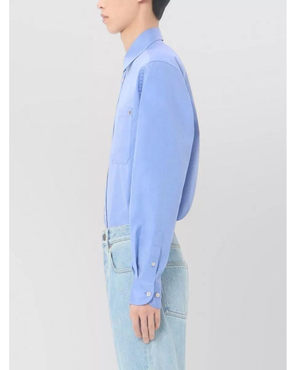 Valentino Garavani Blue Cotton Oxford Shirt for men