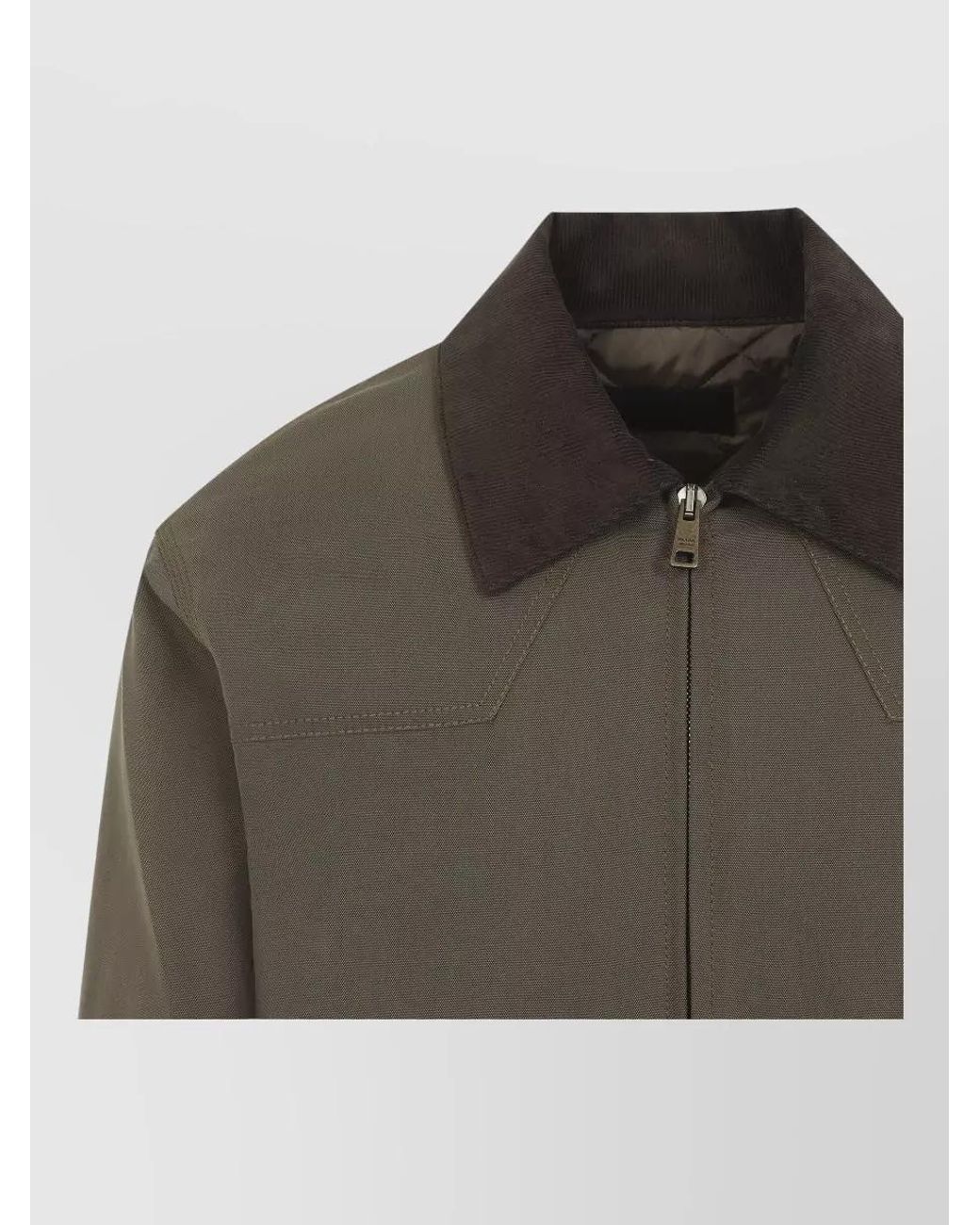 Prada Gray Quilted Corduroy Collar Padded Jacket for men