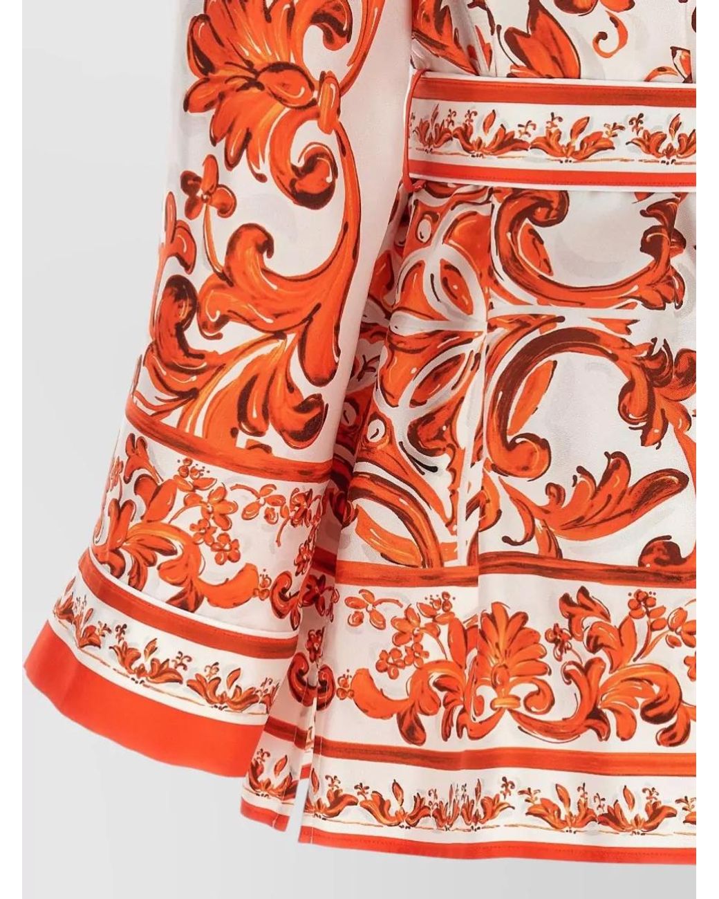 Dolce & Gabbana Red Silk Printed Belted Shirt